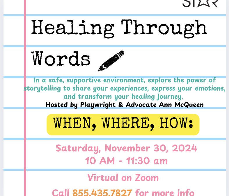 Healing Through Words Writing Workshop (Virtual)